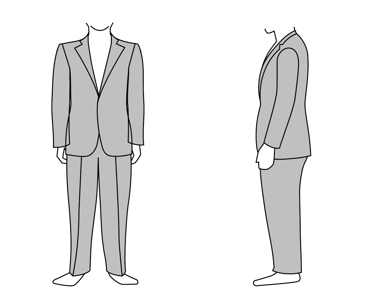 スーツが合っている状態（下半身発達体型）